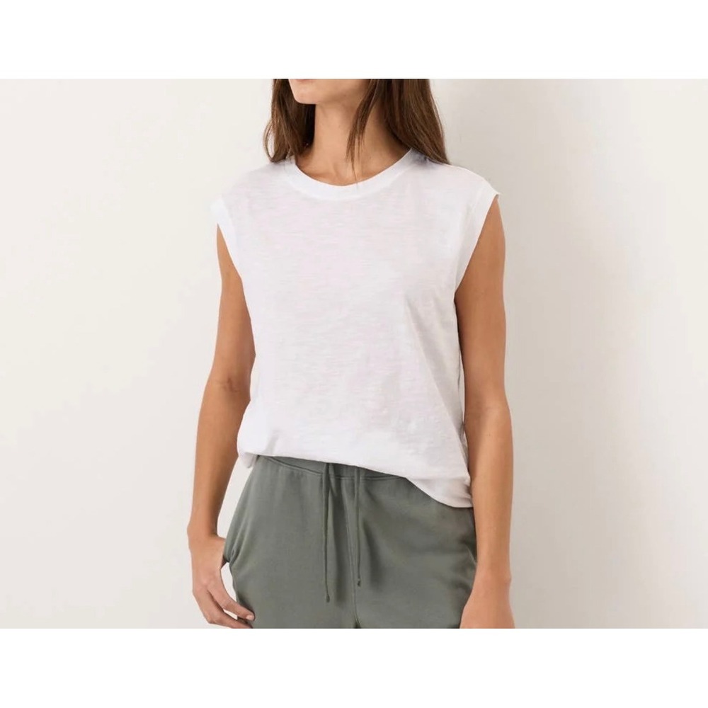 Pact Womens White Organic Cotton Featherweight Slub Relaxed Muscle Tee XS NWOT